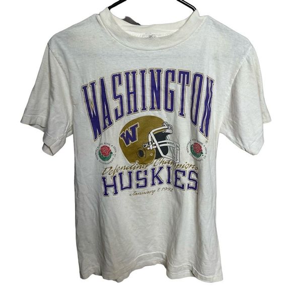 VTG 1992 UW Huskies Rose Bowl T Shirt Small - Picture 1 of 4